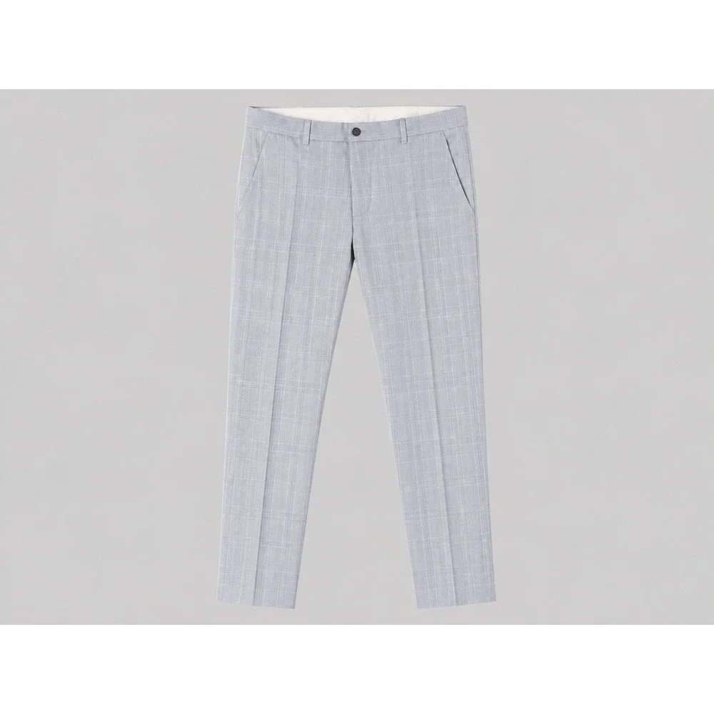 Alfani Slim Fit Dress Pants Mens 33x32 Light Blue Glen Plaid Stretch Trousers